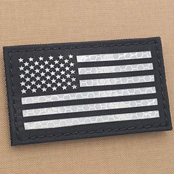 Tactical Freaky Airsoft Morale Patch 1 Black and White USA America Flag 2x3.5 Solas Reflective SAR Search and Rescue Tactical Morale Hook-and-Loop Patch