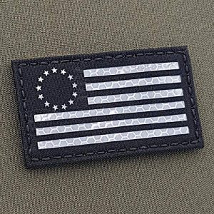 Tactical Freaky Airsoft Morale Patch 1 Hi Vis Solas Betsy Ross USA America Flag 2x3.5 Honeycomb Reflective High Visibility Tactical Morale Hook-and-Loop Patch
