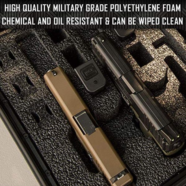 MY CASE BUILDER Pistol Case 5 Pistol & Magazine Storage Foam Insert for Apache 4800 Case - 2 Piece Set - Pre-Cut Military Grade Polyethylene Base and Protective Lid Liner (Case Not Included)