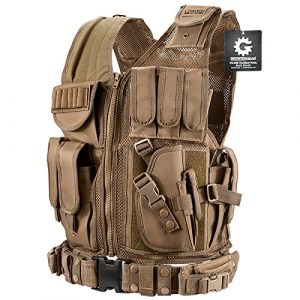 Loaded Gear Airsoft Tactical Vest 1 Loaded Gear New Tactical Vest Light Outdoor Training Vest Adjustable for Adults (Tan)