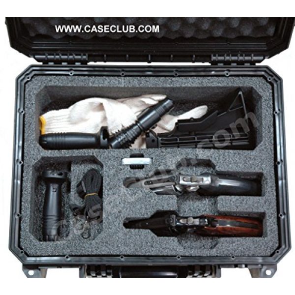 Case Club Pistol Case 5 Case Club Waterproof 2 Revolver/Semi-Auto Case with Accessory Pocket & Silica Gel