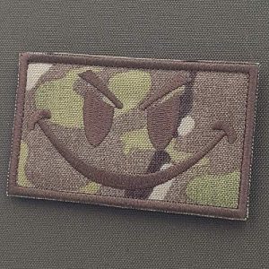 LEGEEON Airsoft Morale Patch 1 LEGEEON Multicam OCP Smiley Evil Angry Morale Tactical Military Milspec Tactical ISAF Touch Fastener Patch