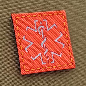Tactical Freaky Airsoft Morale Patch 1 Hi Viz EMS Medic Blaze Orange Solas Reflective 2x2 Fluo Star of Life SAR Tactical Morale Hook&Loop Patch