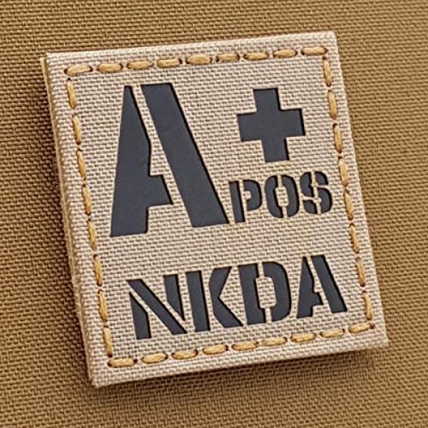 Tactical Freaky Airsoft Morale Patch 1 IR ANEG NKDA A- Desert Sand Blood Type 2x2 Tan IFAK Tactical Morale Fastener Patch