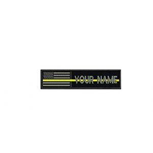DREAM 002 Airsoft Morale Patch 1 Custom Name Text American Flag Yellow Line Morale Patch Hook & Loop Backing (Yellow line 5x1 inch)