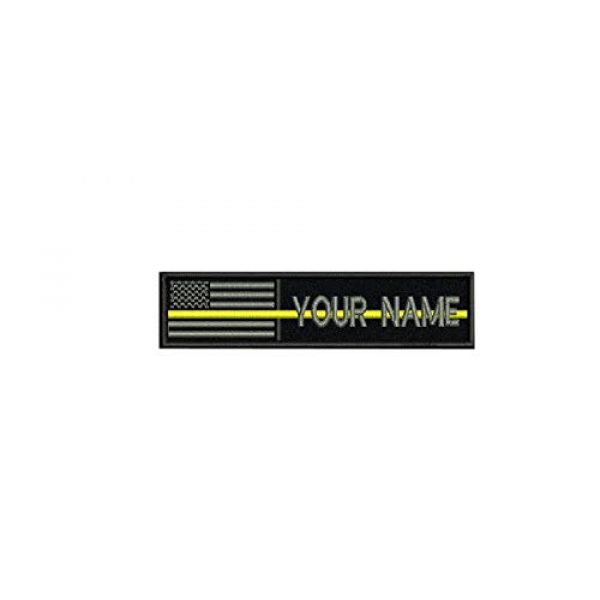 DREAM 002 Airsoft Morale Patch 1 Custom Name Text American Flag Yellow Line Morale Patch Hook & Loop Backing (Yellow line 5x1 inch)