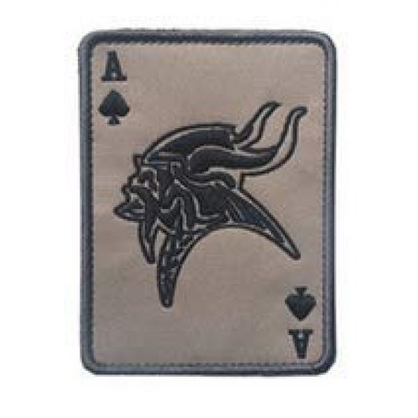 Tactical Embroidery Patch Airsoft Morale Patch 1 ACE of Spades Death Card Vikings Tactical Embroidery Patch Hook & Loop Morale Patch Military Patch for Clothing Accessory Backpack Armband (tan)