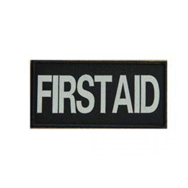 Tactical Embroidery Patch Airsoft Morale Patch 1 IR First Aid Infrared Reflective Tactical Embroidery Patch Hook & Loop Morale Patch Military Patch for Clothing Accessory Backpack Armband (Black)