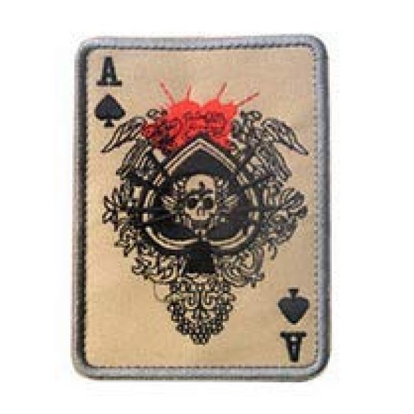 Tactical Embroidery Patch Airsoft Morale Patch 1 ACE of Spades Death Card Rectangular Tactical Embroidery Patch Hook & Loop Morale Patch Military Patch for Clothing Accessory Backpack Armband