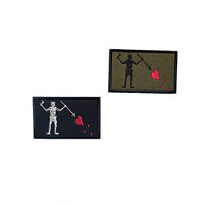 Embroidery Patch Airsoft Morale Patch 1 2 Pieces Jolly Roger Skull Blackbeard Pirate Flag Military Hook Loop Tactics Morale Embroidered Patch (color3)