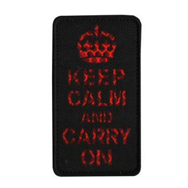 Tactical Embroidery Patch Airsoft Morale Patch 3 IR Keep Calm and Carry On Infrared Reflective Tactical Embroidery Patch Hook & Loop Morale Patch Military Patch for Clothing Accessory Backpack Armband (2pcs)