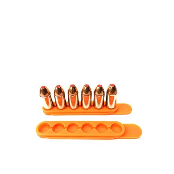 TUFF Revolver QuickStrip 2 TUFF ProductsQuickStrip Revolver Reloading Strip. Speed up Your Reloads. Orange . Fits .357, .38, .40S&W 6.8MM and Similar
