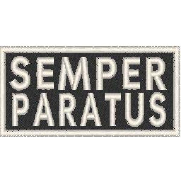 Fast Service Designs Airsoft Morale Patch 1 Semper Paratus Patch with Hook & Loop Morale MC Biker Emblem. Black & White Version. White Border #06