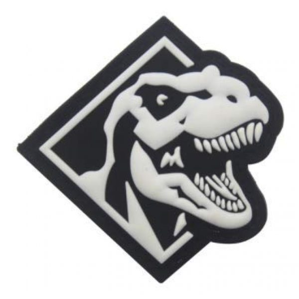 Tactical PVC Patch Airsoft Morale Patch 1 Glow in Dark T-Rex King Dinosaurs Triceratops Dinosaurs Morale Military Patch 3D PVC Rubber Tactical Rubber Hook Patch (Black)