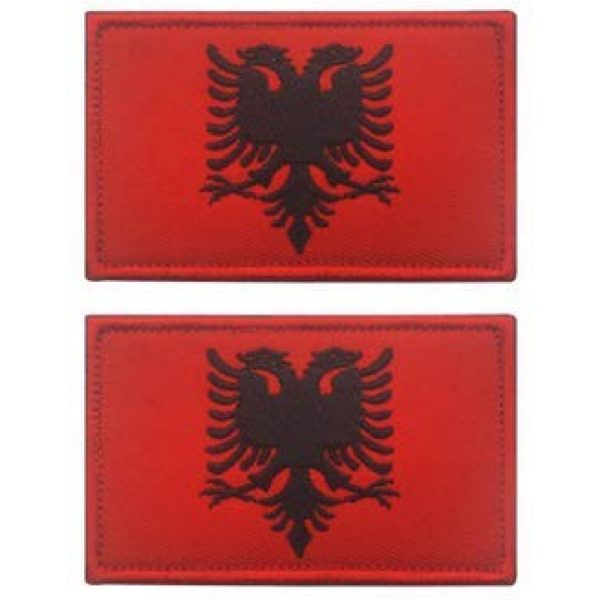 Tactical Embroidery Patch Airsoft Morale Patch 1 2pcs Albania Flag Tactical Embroidery Patch Hook & Loop Morale Patch Military Patch for Clothing Accessory Backpack Armband