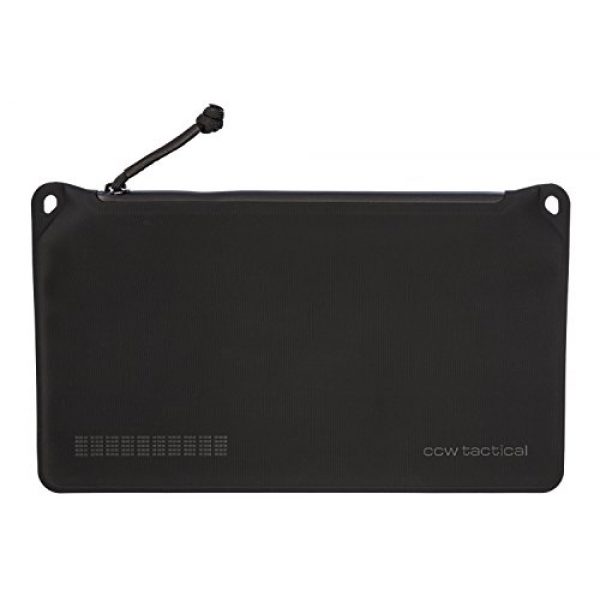 CCW Tactical Tactical Pouch 5 EDC Zipper Pouch, Water and Mud Resistant Poly Bag with Military Grade Polymer, Protects Your Pistol and Mags, Dual Attachment Points, Black, Medium 7 x 12