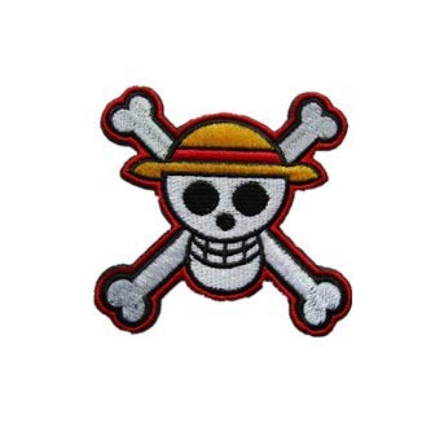 Tactical Embroidery Patch Airsoft Morale Patch 1 One Piece Luffy Straw Hat Pirate Jolly Roger Logo Tactical Embroidery Patch Hook & Loop Morale Patch Military Patch for Clothing Accessory Backpack Armband