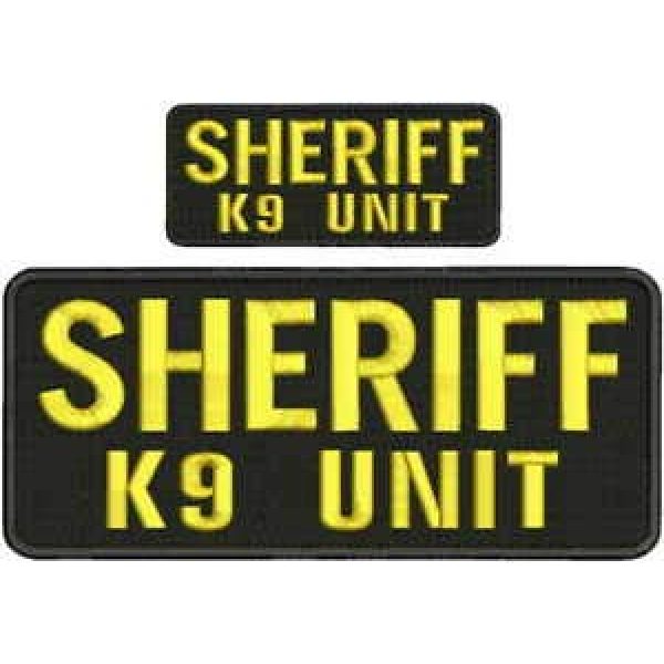 SFI Airsoft Morale Patch 1 Embroidered Hook on Back for Vest - USA Police Tactical Morale Custom Patch - Sheriff k9 Unit Embroidery Patches 4x10 and 2x5 Hook on Back Gold Letters