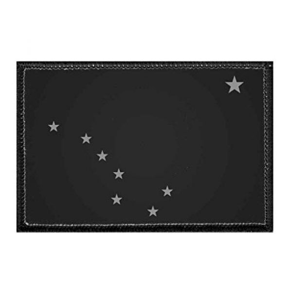 P PULLPATCH Airsoft Morale Patch 1 Alaska State Flag - Black and White Morale Patch | Hook and Loop Attach for Hats, Jeans, Vest, Coat | 2x3 in | by Pull Patch