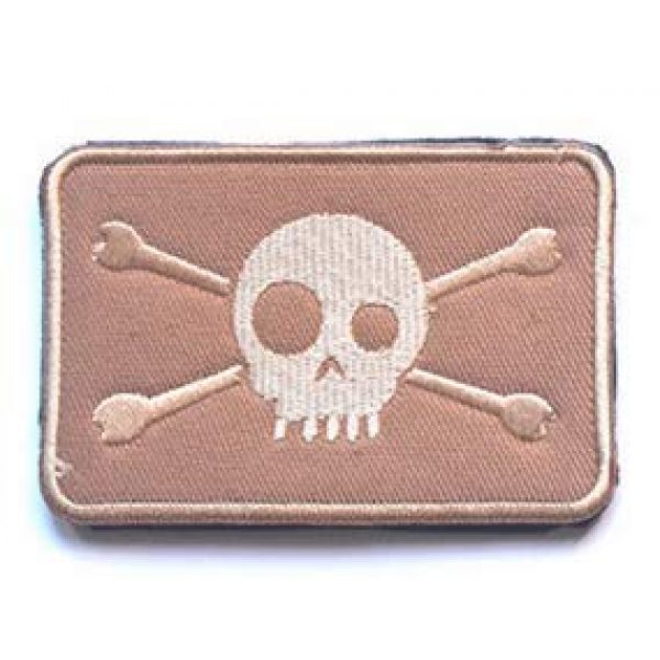 Tactical Embroidery Patch Airsoft Morale Patch 1 Pirate Skull & Crossbones Flag Jolly Roger Tactical Embroidery Patch Hook & Loop Morale Patch Military Patch for Clothing Accessory Backpack Armband (tan)