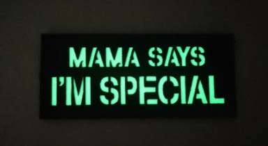 Tactical Embroidery Patch Airsoft Morale Patch 2 IR Mama Says I'm Special Infrared Reflective Tactical Embroidery Patch Hook & Loop Morale Patch Military Patch for Clothing Accessory Backpack Armband (red)