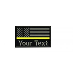 DREAM ARMY Airsoft Morale Patch 1 Custom Name Text American Flag Thin Blue Line Red Line Green Line White Yellow Line Morale Patch Hook & Loop Backing 9x5.5cm (Yellow Line)