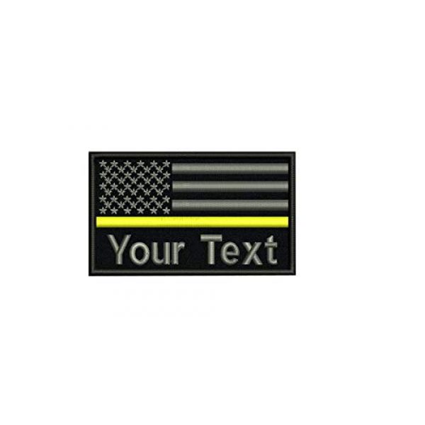 DREAM ARMY Airsoft Morale Patch 1 Custom Name Text American Flag Thin Blue Line Red Line Green Line White Yellow Line Morale Patch Hook & Loop Backing 9x5.5cm (Yellow Line)