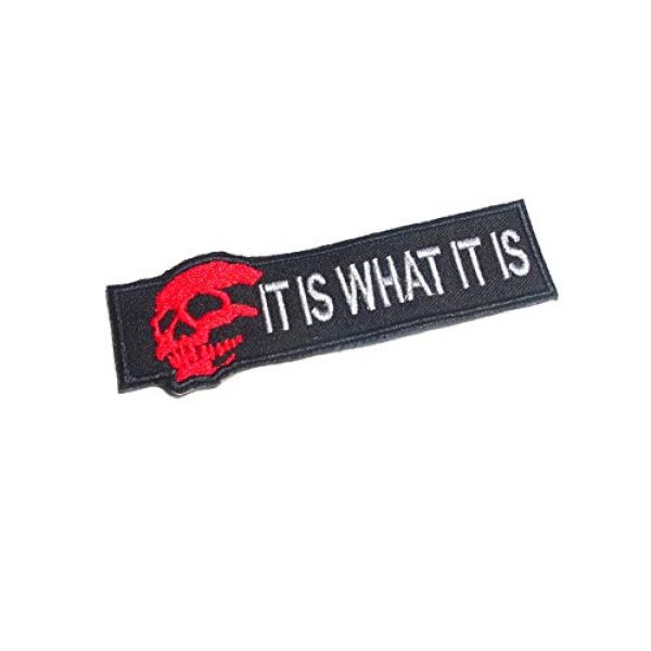 AstroG Airsoft Morale Patch 1 AstroG @ A9 Skull It is What It is Motorcycle Biker Racing Saying Morale Patch Sew On Only 5X1.5 Inch