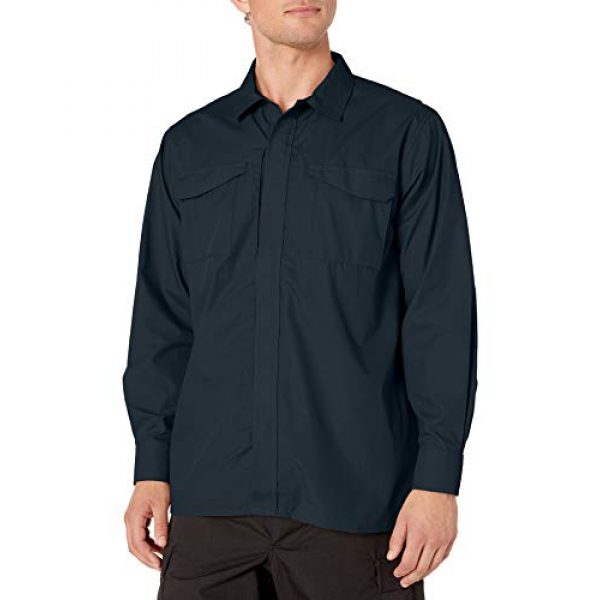 Tru-Spec Tactical Shirt 1 Tru-Spec 24-7 1051002 Men's Ultralight Long Sleeve Uniform Shirt, Polyester Cotton Rip-Stop, X-Small Regular, Black