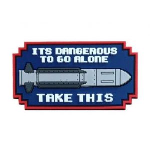 Tactical PVC Patch Airsoft Morale Patch 1 It's Dangerous to Go Alone PVC Military Tactical Morale Patch Badges Emblem Applique Hook Patches for Clothes Backpack Accessories