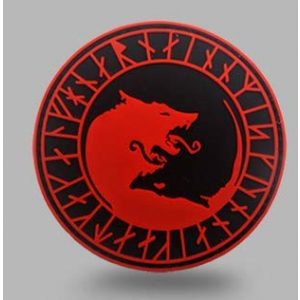 Tactical PVC Patch Airsoft Morale Patch 1 Viking of Wolves and Runes Morale Military Patch 3D PVC Rubber Tactical Rubber Hook Patch (red)