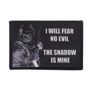 Tactical Embroidery Patch Airsoft Morale Patch 1 I Will Fear The Shadow is Mine Tactical Embroidery Patch Hook & Loop Morale Patch Military Patch for Clothing Accessory Backpack Armband