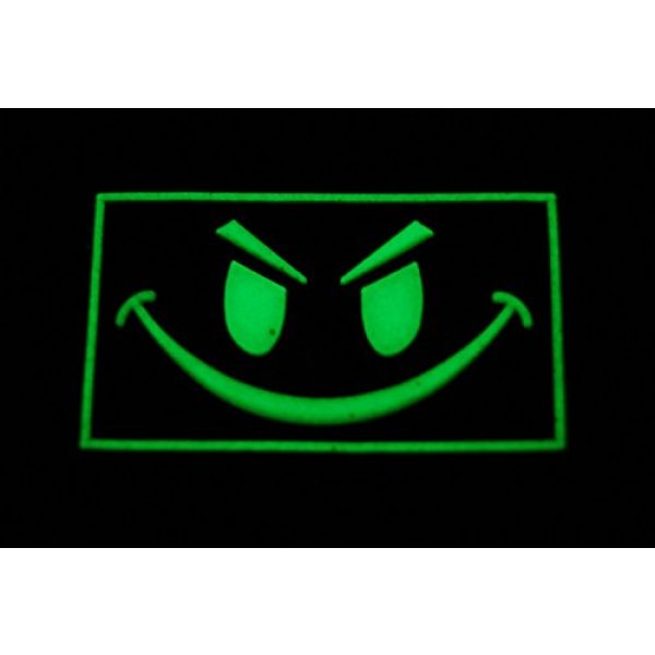 Empire Tactical USA Airsoft Morale Patch 2 The 2x1" Angry Small Face - Glow in The Dark - PVC Morale Patch (Hook/Loop Back)