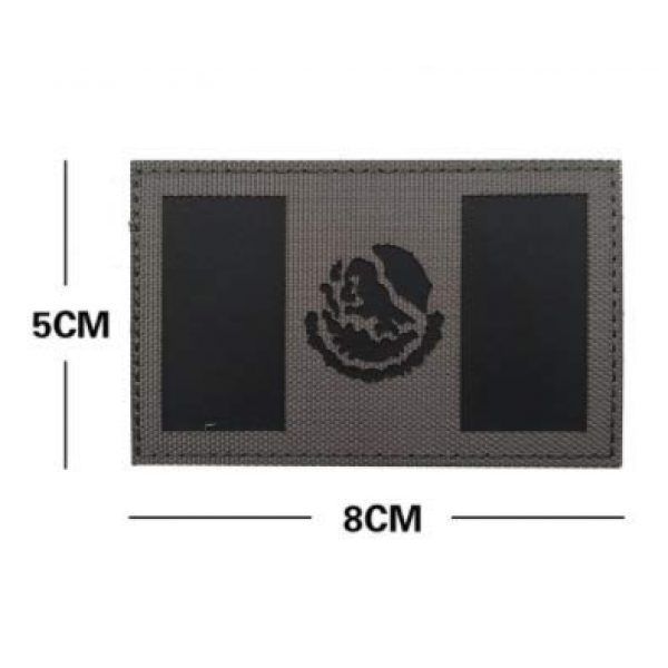 Tactical Embroidery Patch Airsoft Morale Patch 3 IR Mexico Flag Infrared Reflective Tactical Embroidery Patch Hook & Loop Morale Patch Military Patch for Clothing Accessory Backpack Armband (2pcs)
