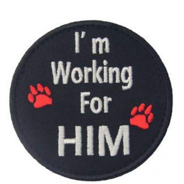 Tactical Embroidery Patch Airsoft Morale Patch 2 Service Dog I'm Working for Her/Him Embroidery Patch Military Tactical Morale Patch Badges Emblem Applique Hook Patches for Clothes Backpack Accessories