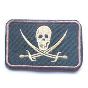 Tactical Embroidery Patch Airsoft Morale Patch 1 Pirate Skull & Cross Sword Flag Jolly Roger Tactical Embroidery Patch Hook & Loop Morale Patch Military Patch for Clothing Accessory Backpack Armband (Green)