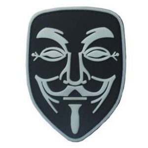 Tactical PVC Patch Airsoft Morale Patch 1 Noctilucous Anonymous V for Vendetta Morale Military Patch 3D PVC Rubber Tactical Rubber Hook Patch (color1)