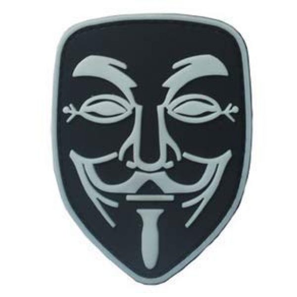 Tactical PVC Patch Airsoft Morale Patch 1 Noctilucous Anonymous V for Vendetta Morale Military Patch 3D PVC Rubber Tactical Rubber Hook Patch (color1)