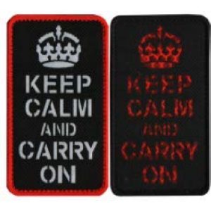 Tactical Embroidery Patch Airsoft Morale Patch 1 IR Keep Calm and Carry On Infrared Reflective Tactical Embroidery Patch Hook & Loop Morale Patch Military Patch for Clothing Accessory Backpack Armband (2pcs)