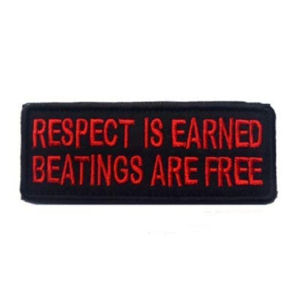 Tactical Embroidery Patch Airsoft Morale Patch 1 Respect is Earned Beatings AREFREE Tactical Embroidery Patch Hook & Loop Morale Patch Military Patch for Clothing Accessory Backpack Armband (color1)