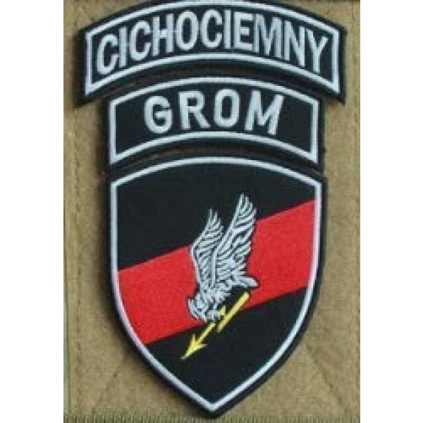 Tactical Embroidery Patch Airsoft Morale Patch 1 Polish Special Forces GROM TF-49 Shield + GROM Tab + CICHOCIEMNY Tab Embroidery Patch Military Tactical Morale Patch Badges Emblem Applique Hook Patches for Clothes Backpack Accessories