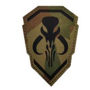 Tactical Embroidery Patch Airsoft Morale Patch 1 IR Star Wars Mandalorian Bounty Hunter Boba Fett Mythosaur Skull Infrared Reflective Tactical Embroidery Patch Hook & Loop Morale Patch Military Patch for Clothing Accessory Backpack Armband (color2)
