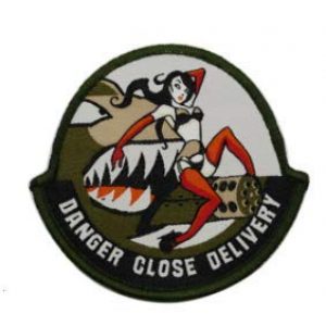 Tactical Embroidery Patch Airsoft Morale Patch 1 Danger Close Delivery Pinup Girl A-10 Pilot Tactical Embroidery Patch Hook & Loop Morale Patch Military Patch for Clothing Accessory Backpack Armband (color2)
