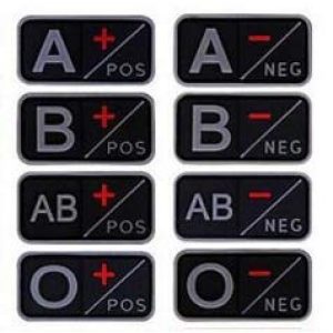 Tactical PVC Patch Airsoft Morale Patch 1 2pcs Blood Type PVC Military Tactical Morale Patch Badges Emblem Applique Hook Patches for Clothes Backpack Accessories