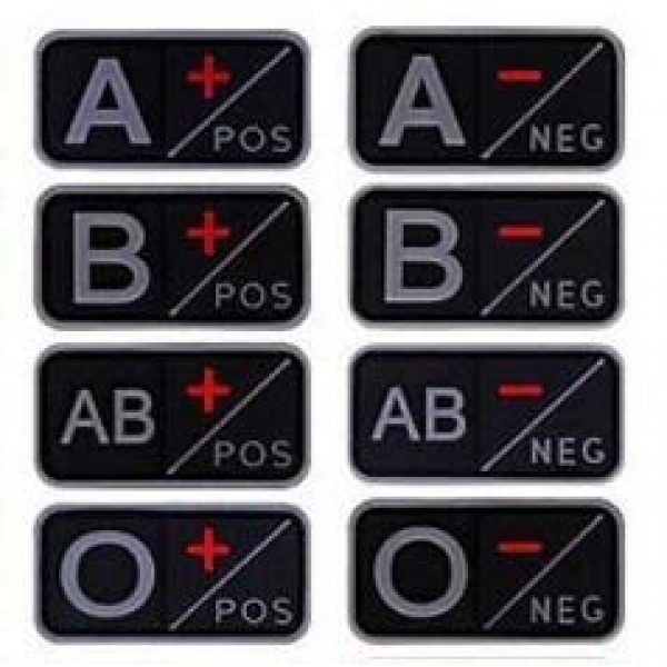 Tactical PVC Patch Airsoft Morale Patch 1 2pcs Blood Type PVC Military Tactical Morale Patch Badges Emblem Applique Hook Patches for Clothes Backpack Accessories
