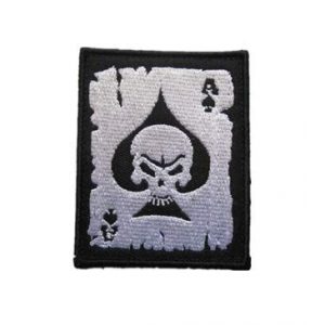 Tactical Embroidery Patch Airsoft Morale Patch 1 Skull Ace of Spaces A Poker Card Tactical Embroidery Patch Hook & Loop Morale Patch Military Patch for Clothing Accessory Backpack Armband