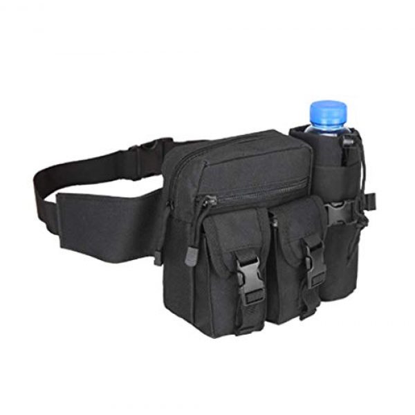 Jipemtra Tactical Pouch 1 Fanny Pack Tactical Water Bottle Waist Pack Military Fanny Packs MOLLE Army Waist Bag Utility Hip Belt EDC Pack Bag for Outdoors Traveling Camping Hunting Running Cycling Fishing Dog Walking
