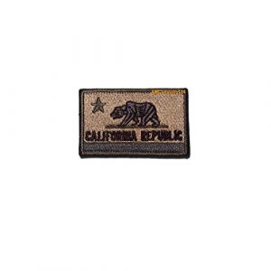 AMCompanyLtd Airsoft Morale Patch 1 California Republic State Flag 2 Types Tactical Morale Patch CA Emblem USA Hook and Loop Fastener for Backpacks Caps Hats (Size: 3.14"x1.96") (CoyoteTan/Khaki)