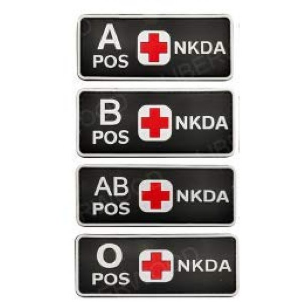 Tactical PVC Patch Airsoft Morale Patch 1 1pcs Glowing in Dark Blood Type NKDA Red Cross PVC Military Tactical Morale Patch Badges Emblem Applique Hook Patches for Clothes Backpack Accessories