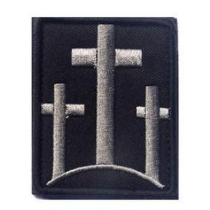 Tactical Embroidery Patch Airsoft Morale Patch 1 Christian Three Crosses Tactical Embroidery Patch Hook & Loop Morale Patch Military Patch for Clothing Accessory Backpack Armband (Gray)